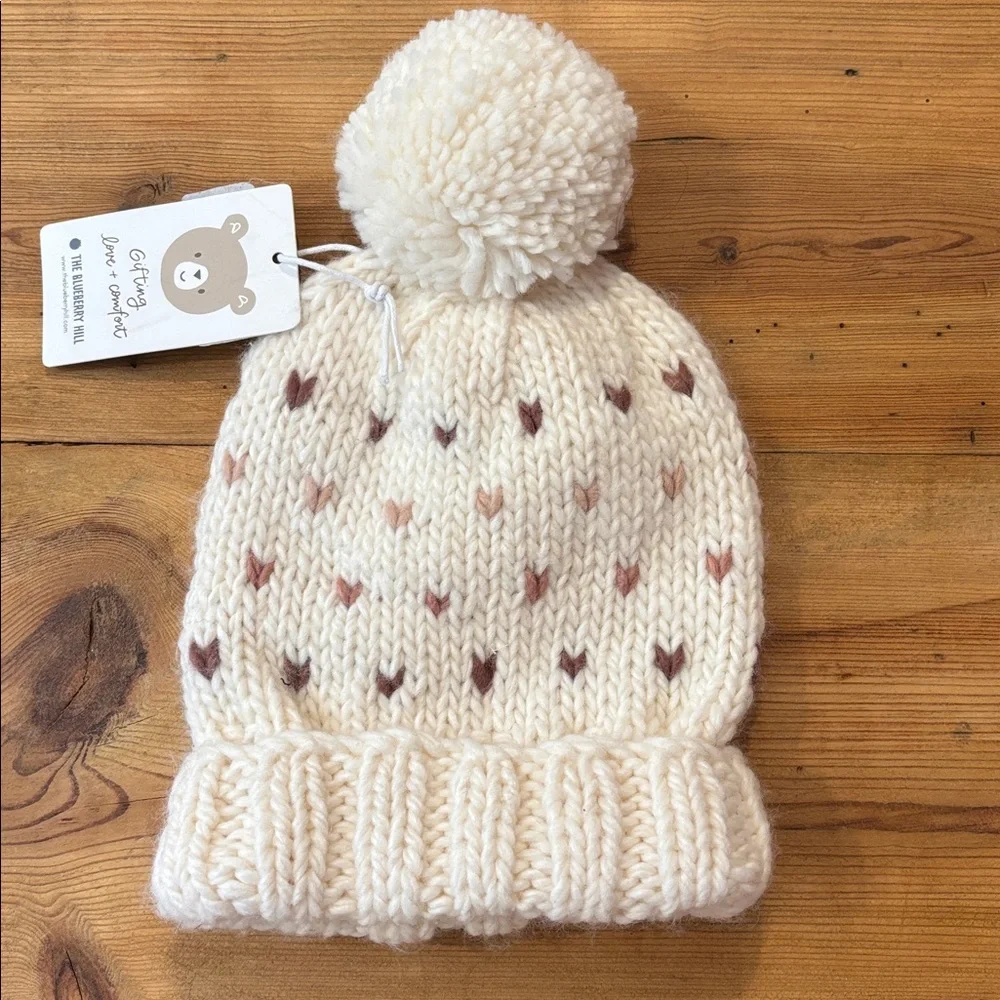 New! BLUEBERRY HILL 2T - 5T Cinnamon Sawyer Hat in Retro Heart Print Chunky